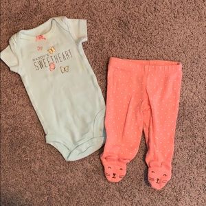 Newborn Carter’s baby girl outfit set
